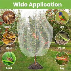 Cubierta de malla ligera con cordón para proteger plantas contra insectos, control de plagas, protección de árboles frutales.