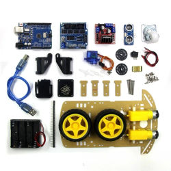 Kit de coche robot inteligente 2WD con sensor de distancia de cámara FPV Compatible con placa R3 incluye soporte para control de controlador de motor L298N