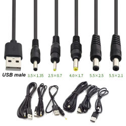 5V USB tipo A macho a DC Cable de cargador conector Jack Cable de extensión de fuente de alimentación 22AWG 3A