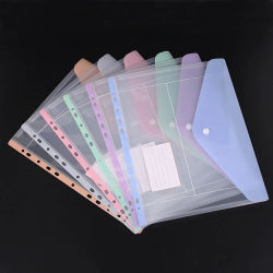 Bolsa de archivo de hojas sueltas de plástico de 11 agujeros, carpeta transparente de 3 agujeros + 6 bolsillos para carpetas, bolsa para documentos para suministros de oficina y escuela