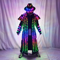 Disfraz de Robot LED, chaqueta de escenario, traje de bailarina con láser para Cosplay, fiesta en club nocturno, baile de hombre
