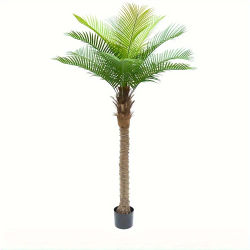 Árbol de coco realista, planta tropical de plástico con aspecto natural, árbol artificial con maceta negra, planta de coco tropical en maceta