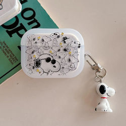 Miniso Snoopy Charlie dibujos animados con colgante funda para auriculares para Airpods 4 Pro 2 3 auriculares inalámbricos Bluetooth para Airpods Pro2 cubierta