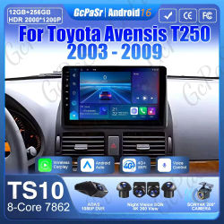 Android 16 para Toyota Avensis T250 2003 -2009 Carplay Video Radio de coche navegación GPS No 2din 4G Wifi Bluetooth Monitor de coche DSP