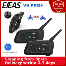 EJEAS V6 PRO + intercomunicador para casco de motocicleta auriculares Bluetooth soporte EUC CVC reducción de ruido impermeable IP67 tiempo de espera 260H