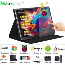 Wisecoco-Monitor portátil 2K de 9 pulgadas, Macbook para PC, Raspberry Pi, portátil, PS4, Xbox, consola de juegos, Android TV Box, Monitor secundario