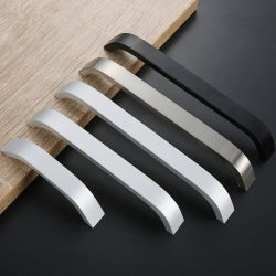 Perillas de gabinete de cocina de estilo moderno, manijas de muebles negras para tiradores de cajones de gabinete, manija de aleación de aluminio de 96mm ~ 192mm