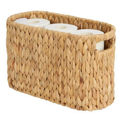 EYFL-Soporte de almacenamiento de mimbre de jacinto de agua para 6 rollos de papel higiénico, asas integradas, cesta de almacenamiento de papel higiénico