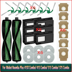 Cepillo principal, cepillo lateral, filtro HEPA, paño de limpieza y bolsa para polvo para iRobot Roomba Plus 415X Combo/ 415 Combo/ 515 Combo/ 575 Combo - Repuestos