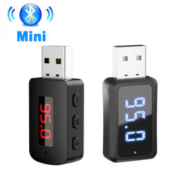 Transmisor y receptor de coche con Bluetooth 5,4, Kit de llamada manos libres, miniadaptador de Audio inalámbrico para Radio Fm, alimentación por USB