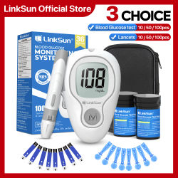 LinkSun-medidor de glucosa en sangre, Kit de glucosímetro de G-425-3, tiras sin código para probador de Diabetes, Monitor médico de azúcar en sangre, 10/50/100 Uds.