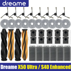 Dreame X50 Ultra / S40 edición mejorada piezas de aspiradora rodillo principal Cepillo Lateral filtro Hepa paño de mopa bolsa de polvo