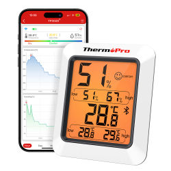 Higrómetro Digital Inteligente con Bluetooth ThermoPro TP350 260FT, Higrómetro para Oficina/Dormitorio con Registro de Datos e Indicadores de Confort