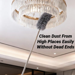 Plumero de microfibra retráctil, flexible y plegable con barra de extensión, ligero, lavable, limpiador de telarañas para ventiladores de techo y muebles.