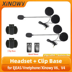 Auriculares con Base de Clip, Interfaz de 3.5mm, Micrófono y Altavoz para Intercomunicador Bluetooth de Motocicleta EJEAS/Vnetphone/Xinowy V4 V6