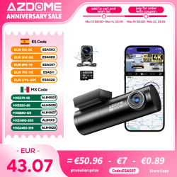 Cámara para Auto AZDOME M300S 4K Delantera y Trasera con WiFi Integrado, GPS, Control por Voz, Visión Nocturna, Monitor de Estacionamiento y Grabación en Bucle