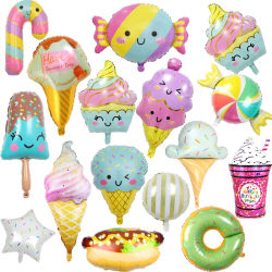 Nueva serie de globos de papel de aluminio con diseño de dulces, helados, postres y pasteles, para decoración de fiestas de verano, cumpleaños, Hawaii y baby shower