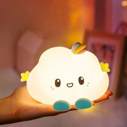 Luz de noche con forma de nube para decoración del hogar, lámpara de mesa creativa de dibujos animados, Mini lámpara de mesita de noche portátil para niños y bebés