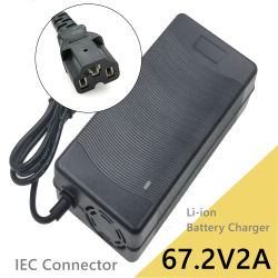 Cargador de Batería de Litio de 67.2V 2A para Batería de Iones de Litio de 60V con Conector IEC