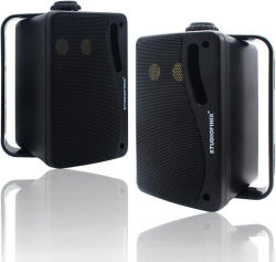 STUDIOFINIX 2 uds 3,5 "200W Bluetooth al aire libre impermeable con cable 3 vías Premium altavoces de montaje en pared para Patio cubierta interior/exterior negro