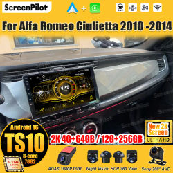 Para Alfa Romeo Giulietta 2010-2014, Android 16 Inalámbrico, Android Auto, Carplay, GPS, Navegación, Mirror Link, Bluetooth, Pantalla Táctil