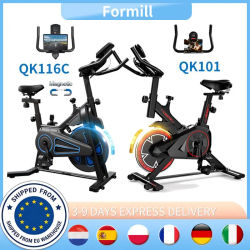 Bicicleta de Ciclismo Indoor Formill QK101 y QK116C, Transmisión por Correa Silenciosa, Asiento Ajustable, Monitor LCD, Máquina de Ejercicio para Gimnasio en Casa