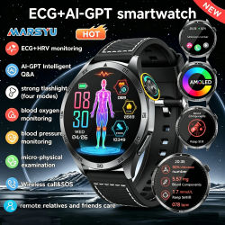 Reloj Inteligente Marsyu con Examen Físico Micro, Lípidos en Sangre, Ácido Úrico, Presión Arterial, ECG+PPG, Llamadas Bluetooth, para Hombre