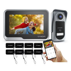 Videoportero WiFi TMEZON de 2 Cables con Intercomunicador, Monitor Táctil de 7 Pulgadas 1080P, Desbloqueo 4 en 1 por APP/Tarjeta, Compatible con Tuya App