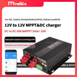 Controlador Solar MPPT de 12V 30A CC y Cargador Inteligente de 20A CC, Compatible con Aplicación Bluetooth, Automático e Inteligente para Autocaravanas y Campers