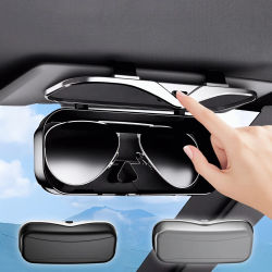 Estuche para Gafas de Sol para Visera de Coche, Apertura/Cierre con una Mano, Estuche Compacto para Gafas de Sol, Caja Protectora Interior Antiarañazos para Gafas ﻿