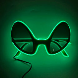 Gafas de sol luminosas LED para Halloween, lentes luminosas para Cosplay, Alien, suministros para fiesta de cumpleaños, accesorios de neón