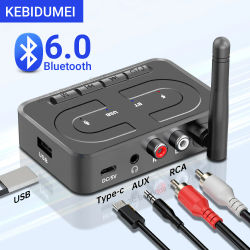 Receptor de Audio Bluetooth 6,0, adaptador inalámbrico de música USB U-Disk con antena de micrófono HD, estéreo HIFI AUX RCA de 3,5mm para amplificador de altavoz de coche
