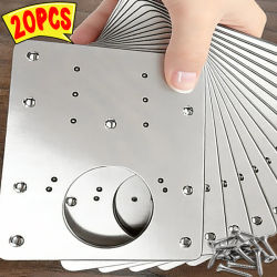 Kit de Placas de Reparación para Bisagras de Gabinetes Cuadrados, Placas de Montaje para Bisagras de Puertas y Cajones de Muebles con Tornillos, Soporte de Fijación Plano de Acero Inoxidable
