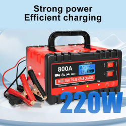 Multifuncional ​ Reparación de pulso inteligente, mantenimiento de batería, cargador de batería inteligente de 12V, carga de batería portátil para coche y motocicleta
