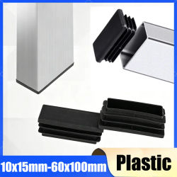 2~20 piezas Tapones rectangulares de plástico negro para tubos de patas de muebles, insertos decorativos antipolvo