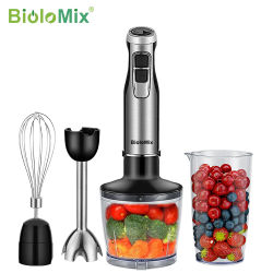 BioloMix-4 en 1 batidora de mano de alta potencia, 1200W, incluye cuchillas de hielo de acero inoxidable, para inmersión