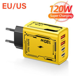 Cargador USB C de 120W, cargador de teléfono de carga rápida tipo C PD, adaptador de corriente para iPhone, Samsung, Xiaomi, QC3.0, cargador de pared con enchufe EU/US