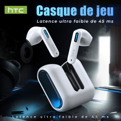 Auriculares Bluetooth HTC NE49 6.0, Audífonos Inalámbricos Verdaderos para Juegos, HiFi con Bajos Profundos, Diseño Ligero y Moderno, Resistentes al Agua IPX5