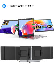 UPERFECT Extensor de pantalla para computadora portátil Monitor triple portátil de 14"con pantalla QHD 2K IPS Monitor extendido para computadora portátil compatible con Mac, Windows, Chrome, se adapta