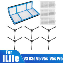 Piezas de repuesto para aspiradora robótica ILIFE V3 V3s V5 V5s Pro x5 V55 V50, accesorios de Cepillo Lateral de filtro Hepa
