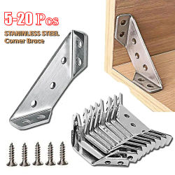 5/10/20/Uds. Código de ángulo de esquina de acero inoxidable engrosado, soporte fijo de ángulo recto de 90 grados, conectores para muebles