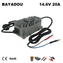 Cargador Impermeable de 14.6V 20A para Baterías LiFePO4 de 12V, Cargador Inteligente Rápido para Baterías de Fosfato de Hierro y Litio (LFP) para RV, Terminales con Puerto M8