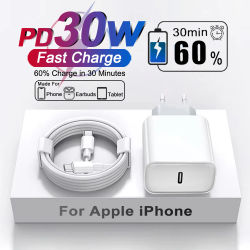 PD 30W USB C cargador rápido para Apple iPhone 11 12 13 14 17 aire 15 16 Pro Max Plus tipo C cargador cable de carga cargador de enchufe de pared