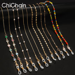 Cadenas de enmascaramiento para gafas de sol para mujer, cadenas de cristal con perlas acrílicas, cordón de cristal, joyería de moda al por mayor 2022