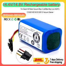 Paquete de batería de iones de litio de 2600-9800mAh 14,4 V/14,8 V adecuado para Xiaomi Mijia Mi Robot aspirador Mop 2 Lite,C103,EVE CC y E10 B112/E12