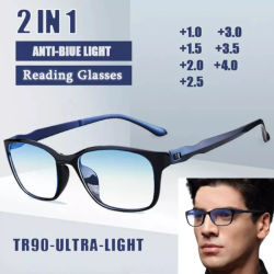 Nuevas gafas de lectura FG para hombre, gafas para presbicia antiazules, gafas antifatiga para ordenador + 0,0 + 1,0 + 1,5 + 2,0 + 2,5 + 3,0 + 3,5 + 4,0