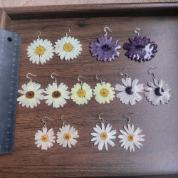 Pendientes de la Serie de Plantas Lindas, Hechos a Mano con Resina Epoxi, Pendientes de Flores Naturales, Pendientes de Flores Secas, Joyería Floral al por Mayor, Personalizados