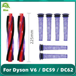 Ajuste para Dyson V6 Animal Fluff/DC59/DC62/SV03/SV073 rodillo 185mm 225mm barra de cepillo principal prefiltro pieza de repuesto