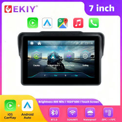EKIY Pantalla de Navegación GPS para Motocicleta de 7 Pulgadas con Carplay y Android Auto, Inalámbrica, IPX67, Rotación de Pantalla, Monitor Portátil para Moto, TPMS