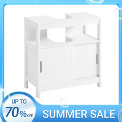 SoBuy FRG128-II Mueble de baño con lavabo, armario de baño con cojín para los pies, mueble de tocador
